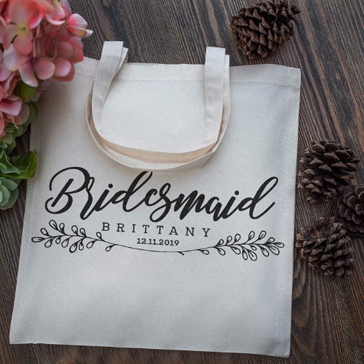 Cute Hand Drawn Round Leaves Canvas Tote Bag (Side)