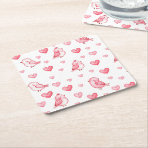cute hand drawn seamless pattern with watercolor square paper coaster
