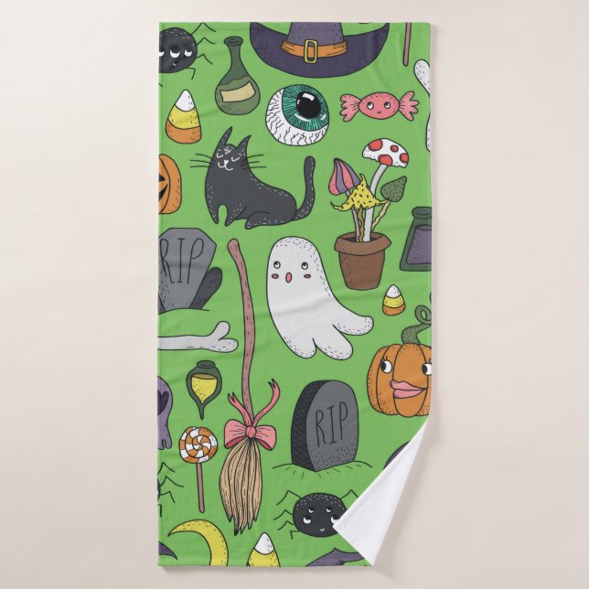 Cute hand drawn seamless patterns with cute hand d bath towel (Bath Towel)