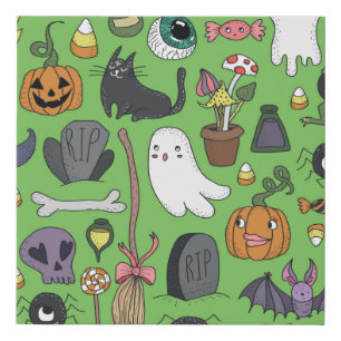 Cute hand drawn seamless patterns with cute hand d faux canvas print