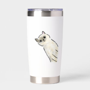 Cute Hand-Drawn Siamese Cat with Tilted Head Insulated Tumbler