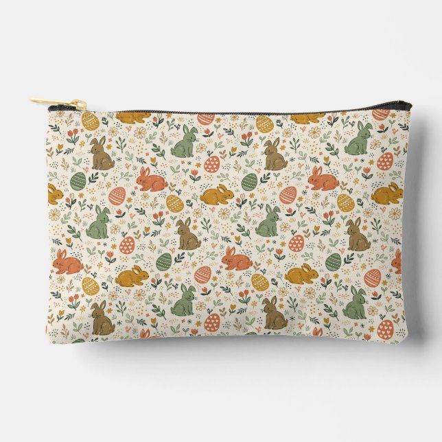 Cute Hand Drawn Spring Bunnies Accessory Pouch (Front)