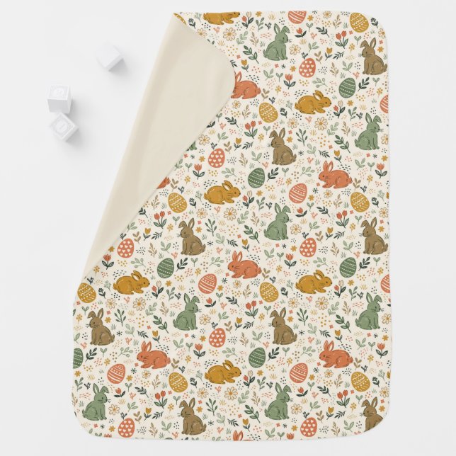 Cute Hand Drawn Spring Bunnies - Baby Blanket (In Situ)
