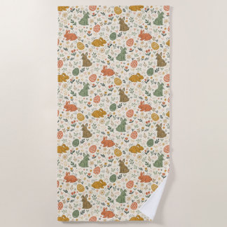 Cute Hand Drawn Spring Bunnies Beach Towel