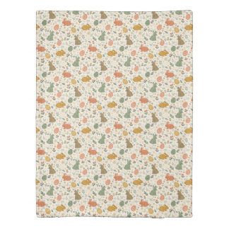 Cute Hand Drawn Spring Bunnies Duvet Cover