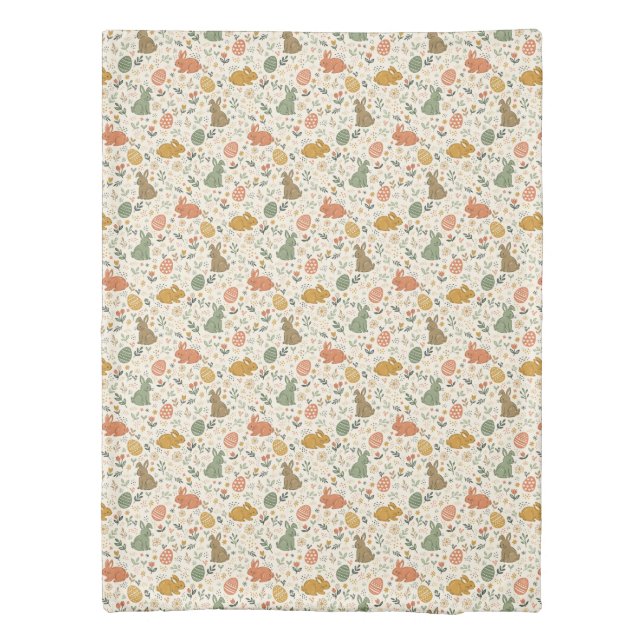 Cute Hand Drawn Spring Bunnies Duvet Cover (Back)