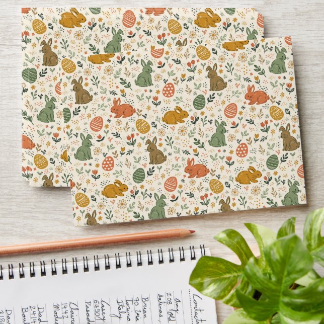 Cute Hand Drawn Spring Bunnies Envelope (Stacked)