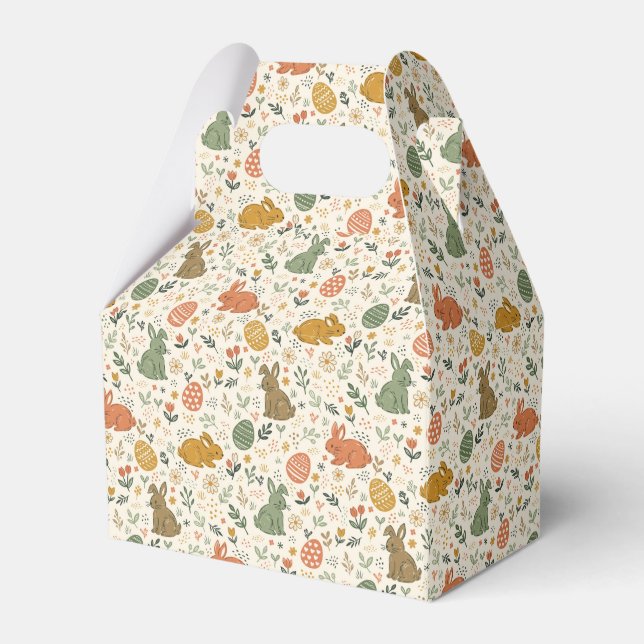 Cute Hand Drawn Spring Bunnies Favor Boxes (Front Side)