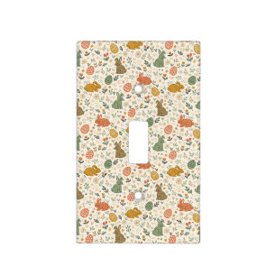 Cute Hand Drawn Spring Bunnies Light Switch Cover