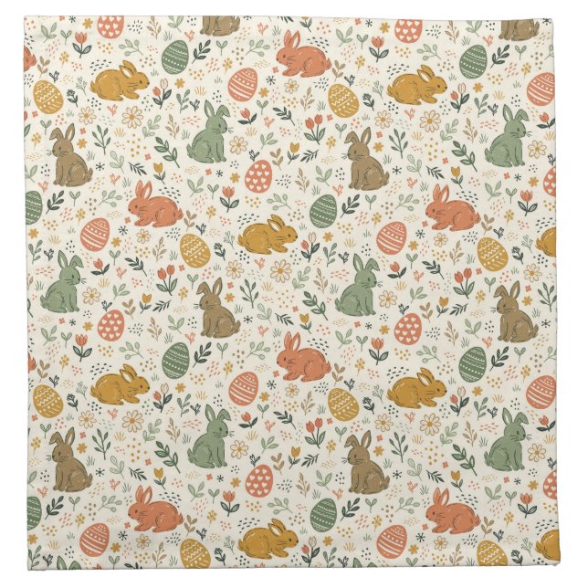 Cute Hand Drawn Spring Bunnies Napkins (Front)
