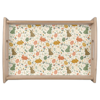 Cute Hand Drawn Spring Bunnies Serving Tray