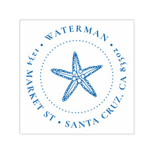 Cute Hand-drawn Starfish Family Return Address Self-inking Stamp