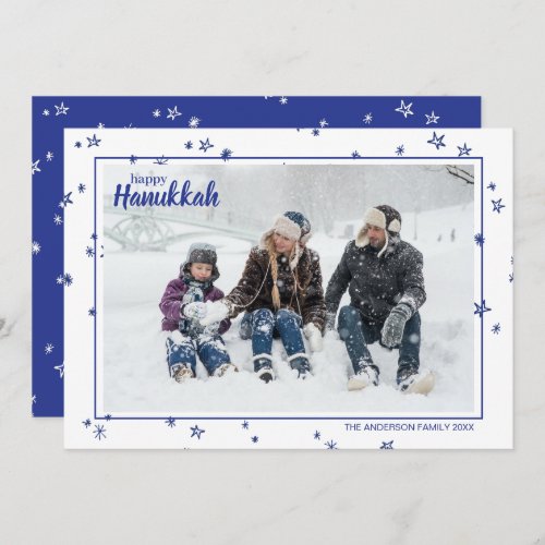 Cute Hand Drawn Stars Happy Hanukkah Family Holiday Card