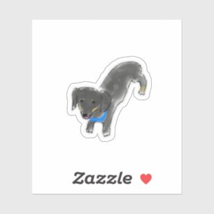 Cute Hand-Drawn Stretching Black and Tan Dachshund Sticker