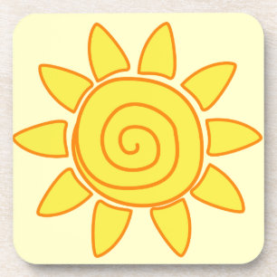 Cute Hand Drawn Sun Kids Drawing Illustration Drink Coaster