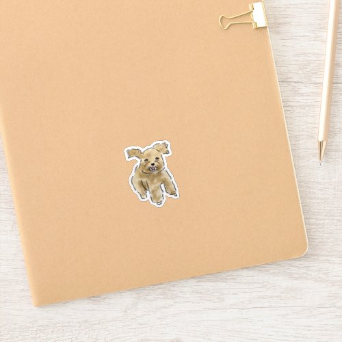 Cute Hand-Drawn Surprised Brown Puppy Dog Art Sticker