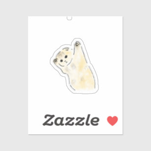 Cute Hand-Drawn Surprising Cat Raising Paw Sticker
