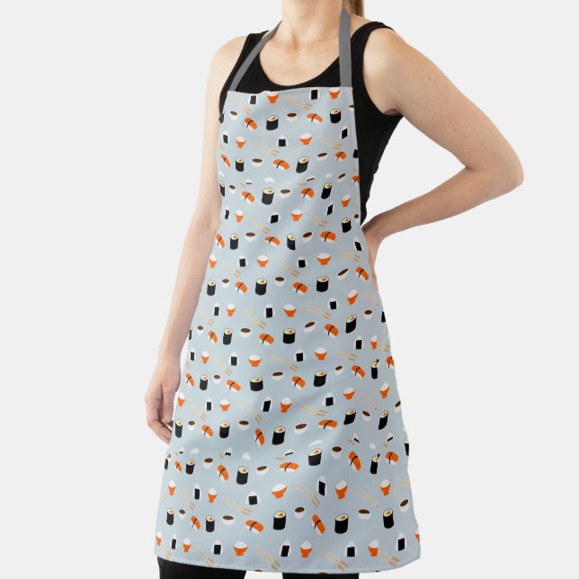 Cute Hand Drawn Sushi Chef Food Pattern Restaurant Apron (Insitu)