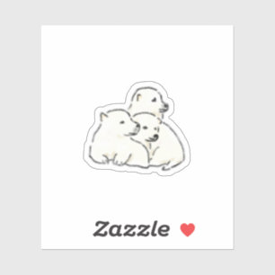 Cute Hand-Drawn Three White Puppies Cuddling Sticker