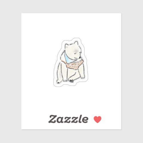 Cute Hand-Drawn Tired White Dog with Bandana Sticker