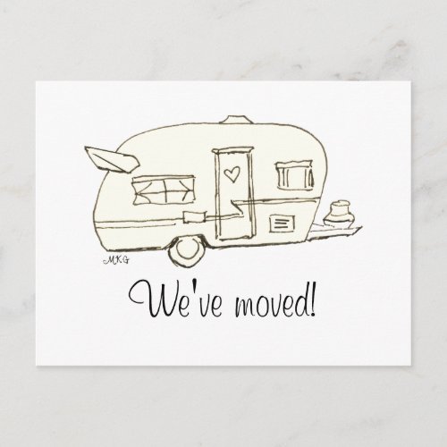 Cute Hand_Drawn Trailer Funny Moving Announcement Postcard