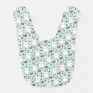 Cute Hand Drawn Unicorn Cat Pattern Baby Bib