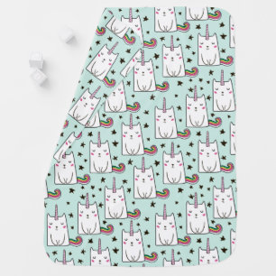 Cute Hand Drawn Unicorn Cat Pattern Baby Blanket