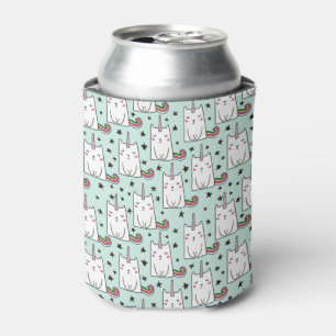 Cute Hand Drawn Unicorn Cat Pattern Can Cooler