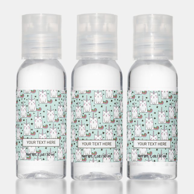 Cute Hand Drawn Unicorn Cat Pattern Hand Sanitizer (Set)