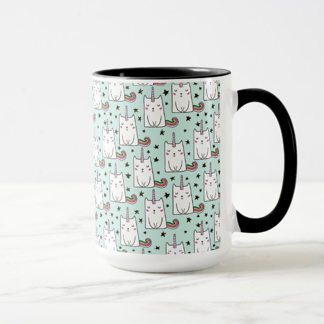 Cute Hand Drawn Unicorn Cat Pattern Mug (Right)