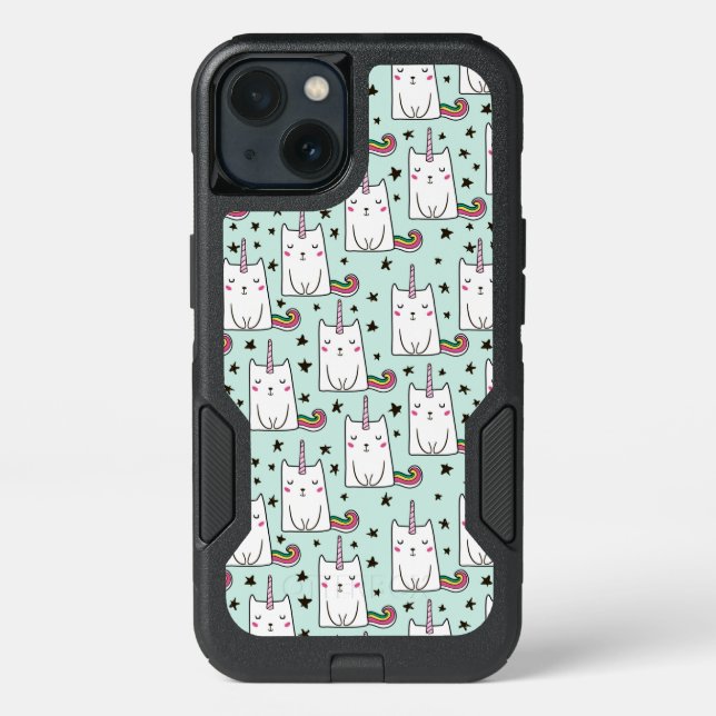 Cute Hand Drawn Unicorn Cat Pattern Otterbox iPhone Case (Back)