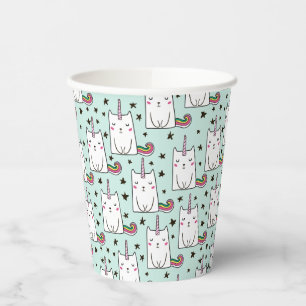 Cute Hand Drawn Unicorn Cat Pattern Paper Cups