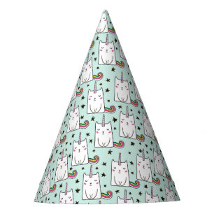 Cute Hand Drawn Unicorn Cat Pattern Party Hat