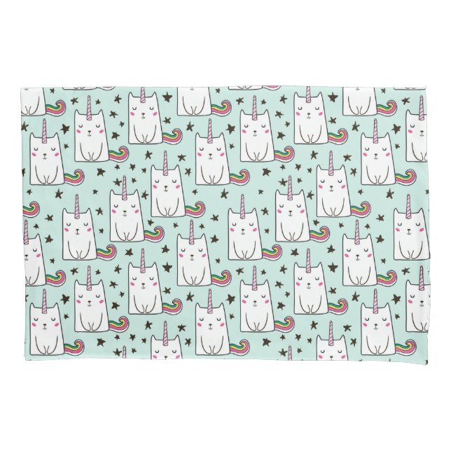 Cute Hand Drawn Unicorn Cat Pattern Pillow Case (Front-Left)