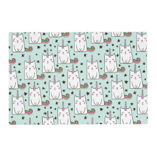 Cute Hand Drawn Unicorn Cat Pattern Placemat