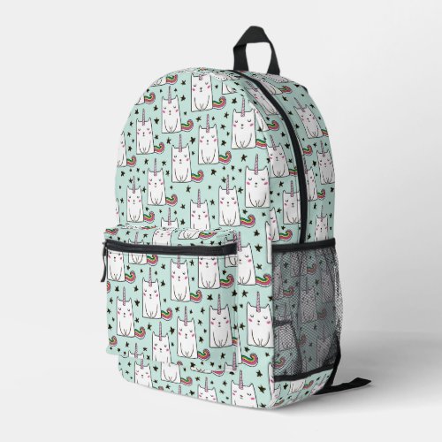 Cute Hand Drawn Unicorn Cat Pattern Printed Backpack