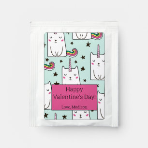 Cute Hand Drawn Unicorn Cat Pattern Tea Bag Drink Mix