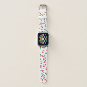 cute hand drawn watercolor cherry pattern apple watch band