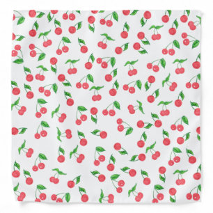 cute hand drawn watercolor cherry pattern bandana