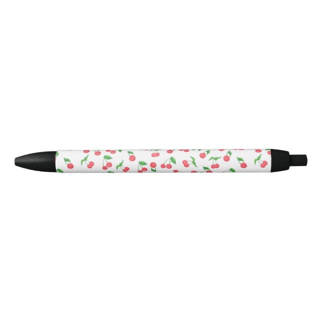 cute hand drawn watercolor cherry pattern black ink pen (Front)