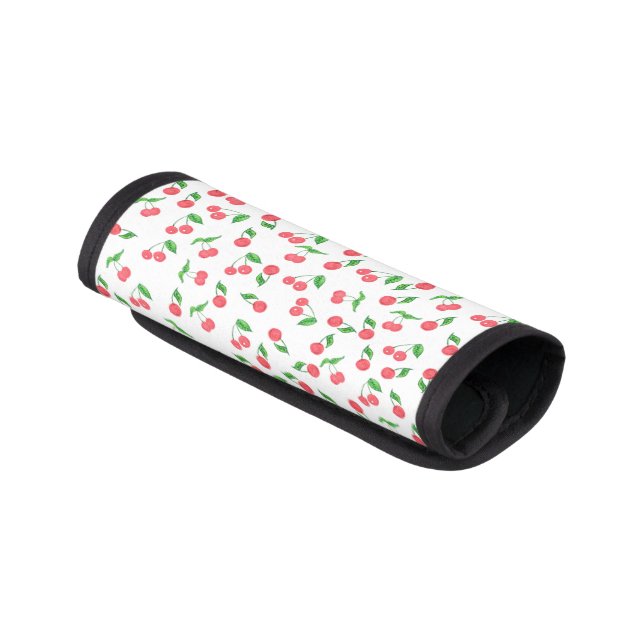cute hand drawn watercolor cherry pattern luggage handle wrap (Angled)