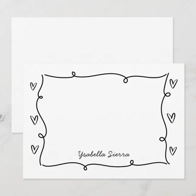 Cute Hand Drawn Wavy Hearts Simple Note Card | Zazzle