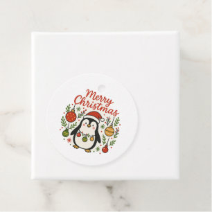 Cute Hand-Drawn Whimsical Penguin Christmas Favor Tags