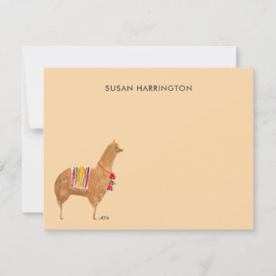 Cute Hand-Illustrated Llama Alpaca Personalized Note Card