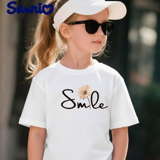 Cute Hand-Lettered Smile Shirt with Flower Graphic