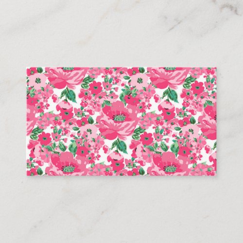 Cute Hand Paint Pink Flowers Elegant White Design Business Card