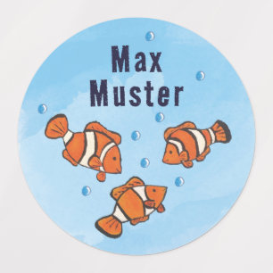Cute Hand-Painted Clownfish Under the Sea  Kids' Labels