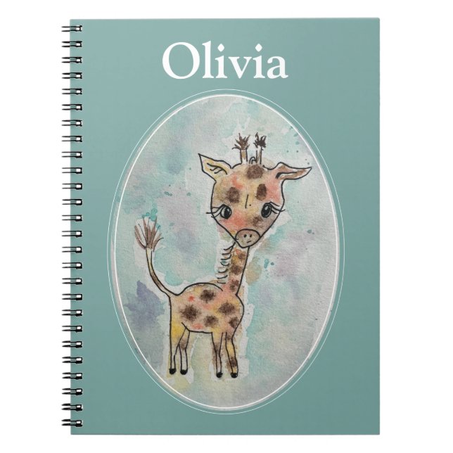 Cute Hand Painted Giraffe Personalized  Notebook (Front)
