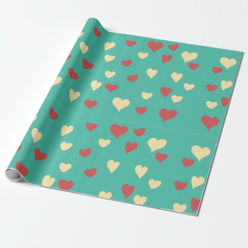 Cute Hand Painted Hearts Valentine Wrapping Paper