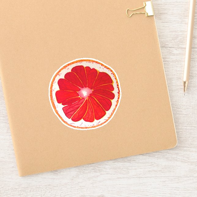 Cute hand painted pink grapefruit pop art sticker (Notebook)